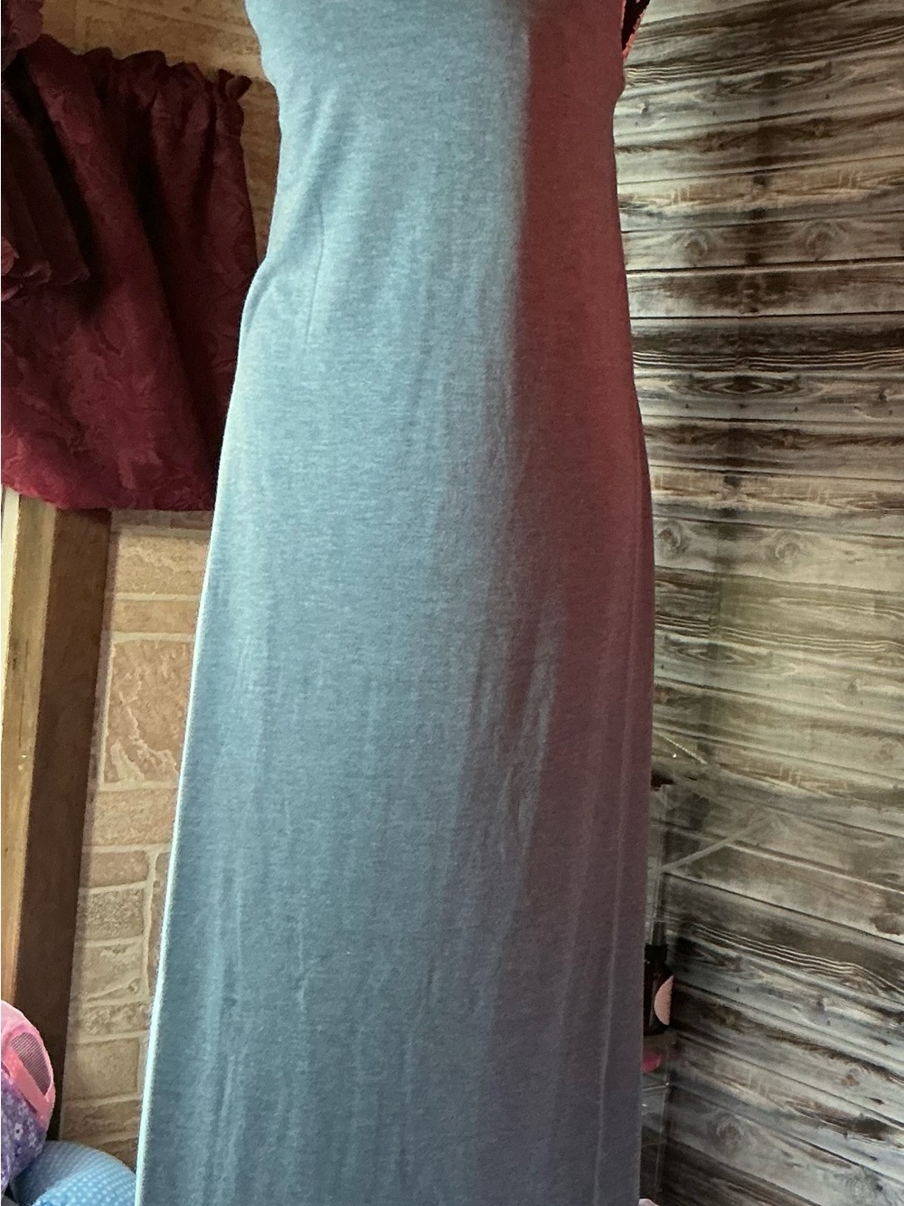 ★ Gray Maxi Tank Dress Soft Stretch Casual Lounge Minimalist - Picture 3 of 7